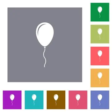 Single balloon with gloss square flat icons Stock Illustration