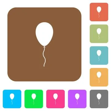 Single balloon rounded square flat icons Stock Illustration