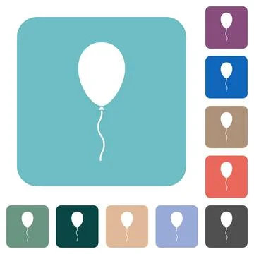 Single balloon solid rounded square flat icons Stock Illustration