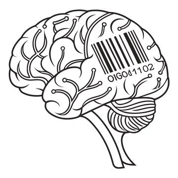 Single barcode forming artificial intelligence bra Stock Illustration