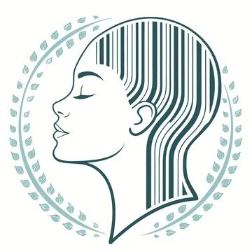 Single barcode forming calm human face silhouette Stock Illustration