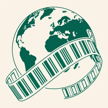 Single barcode forming earth globe outline eco co Stock Illustration