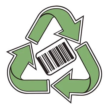 Single barcode integrated with recycling symbol sh Stock Illustration