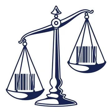 Single barcode shaped as balanced scale icon work Stock Illustration