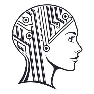 Single barcode shaped as human head with ai concep Stock Illustration