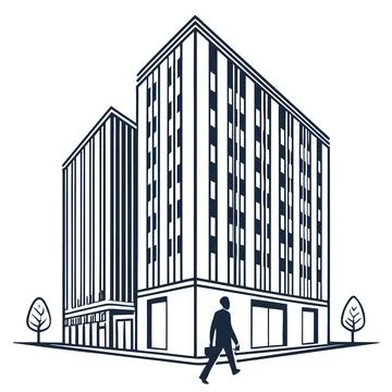 Single barcode shaped as office building corporat Illustrazione stock