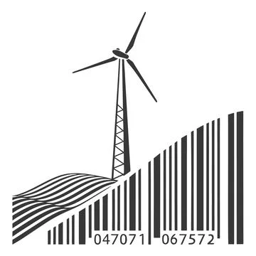 Single barcode shaped as wind turbine renewable e Stock Illustration