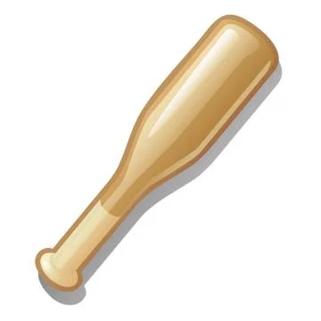 Single baseball bat isolated on white background. Vector cartoon close-up Stock Illustration