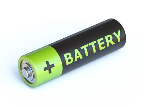 Single battery 3D Single battery 3D render illustration isolated on white ... Stock Photos