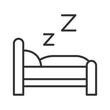 Single bed and sleep icon in line design. Single bed, sleep, rest, bedroom Stock Illustration