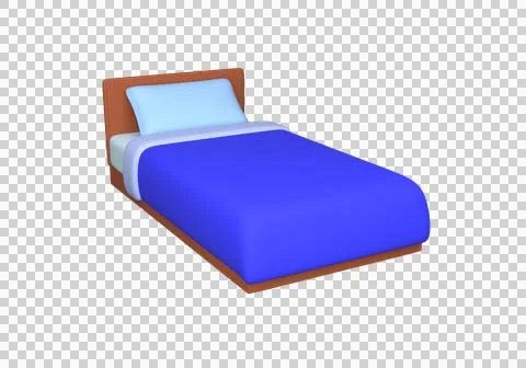 Single bed with blue bed linen. Modern furniture Stock Illustration