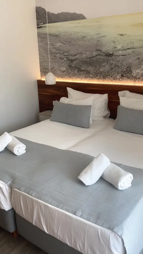 Single bed. Double bed. Vertical video Stock Footage 286119483