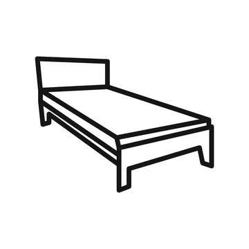 Single bed icon Black line art vector logo Illustrazione stock