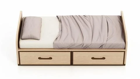 Single bed isolated on white background. 3D illustration Stock Illustration