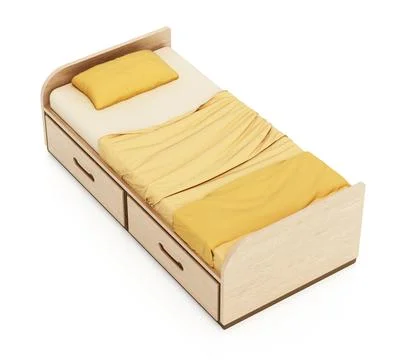 Single bed isolated on white background. 3D illustration Stock Illustration