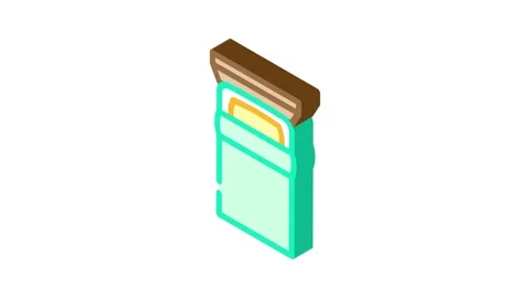 Single bed top view isometric icon animation Stock Footage 327289977