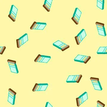 Single bed top view isometric icon seamless pattern Stock Illustration