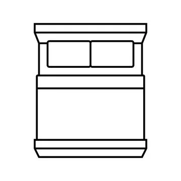 Single bed top view line icon vector illustration Stock Illustration