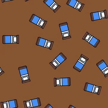 Single bed top view vector seamless pattern Stock Illustration