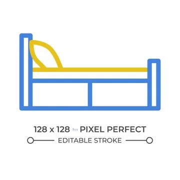 Single bed two color line icon Stock Illustration