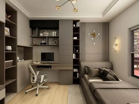 Single bedroom idea design Stock Illustration