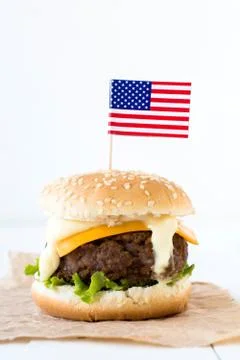 Single beef burger Stock Photos