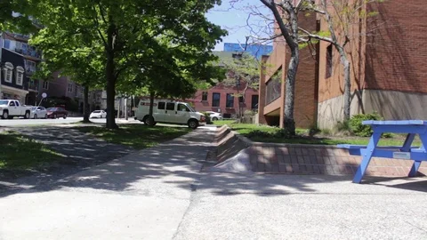 Single Bench Barrington St, Halifax, Nova Scotia Stock Footage 90876048