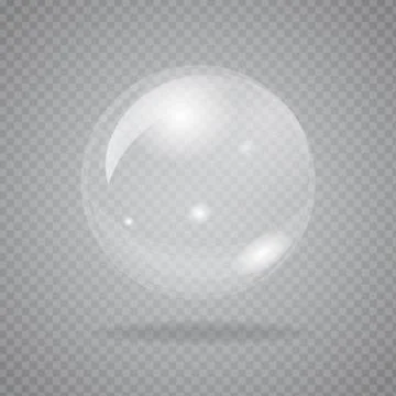 Single Big transparent soap bubble isolated on background. High detailed vector Stock Illustration