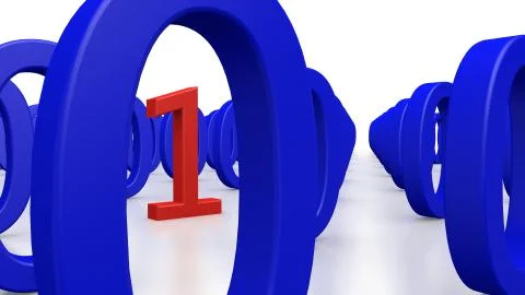 Single Binary Number One in many Zero's 스톡 일러스트