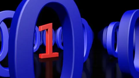 Single Binary Number One in many Zero's 스톡 일러스트