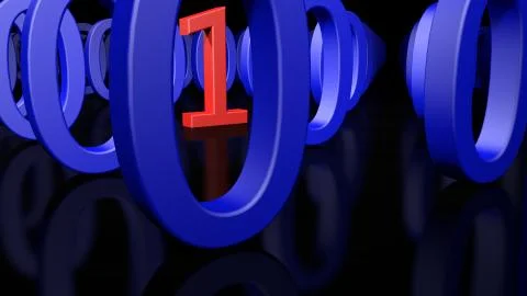 Single Binary Number One in many Zero's 库存插图