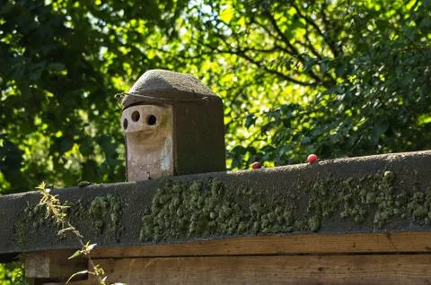 Single bird house on a shelf Stock Photos