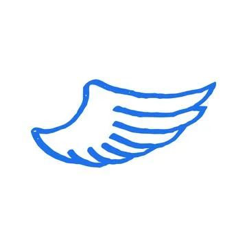Single Bird Or Angel Wing Symbol Doodle Hand Drawn Vector Graphic Illustratio イラスト素材