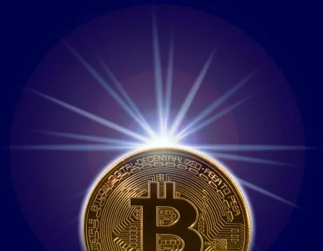 Single bitcoin macro image isolated against white Stock Photos