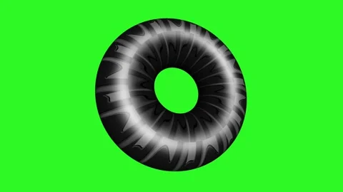 Single black and white textured 3D torus ring rotating slowly Stock Footage 329585191