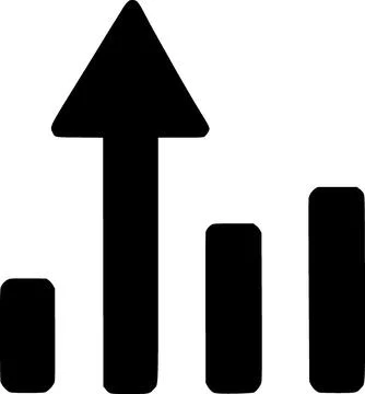 Single black arrow indicate up on chart bars line icon, simple success swerve Stock Illustration