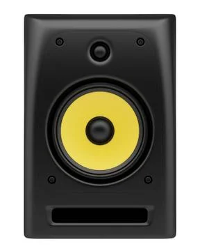 Single black audio speaker isolated on white background Stock Illustration