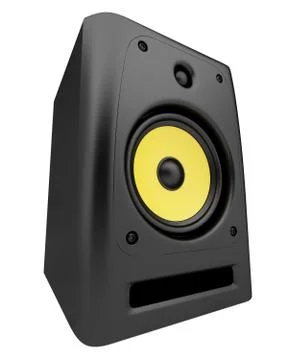 Single black audio speaker isolated on white background Stock Illustration