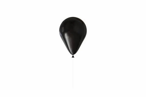 A single black balloon with a string on a white background, suitable for gr.. Stock Photos