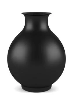 Single black ceramic vase isolated on white background Stock Illustration