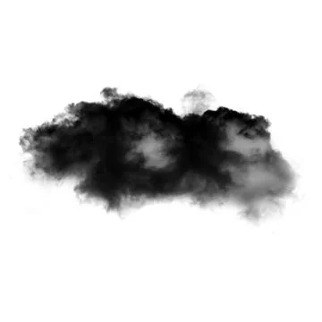Single black cloud of smoke isolated over white background Ilustração Stock