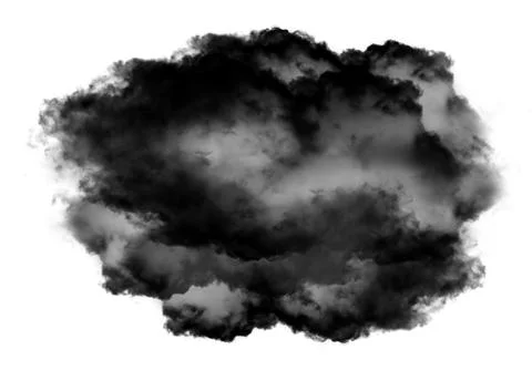 Single black cloud of smoke over white background Stock Illustration