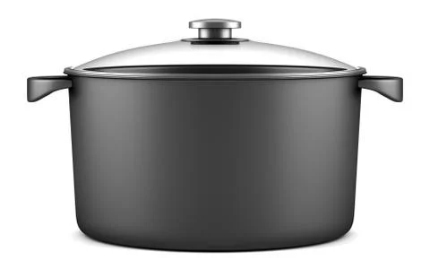 Single black cooking pan isolated on white background Stock Illustration