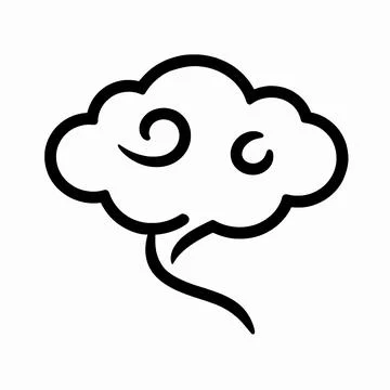 Single black flat vector illustration of a traditional Chinese cloud with e.. Illustrazione stock