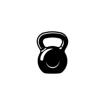 Single black kettlebell icon with smooth surface with round handle Illustration