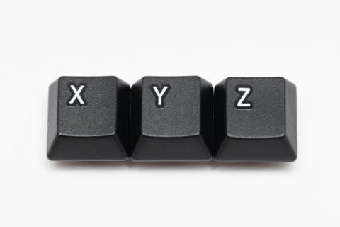 Single black keys of keyboard with different letters XYZ Stock Photos