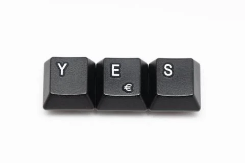 Single black keys of keyboard with different letters YES Foto stock