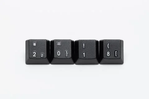 Single black keys of keyboard with different letters 2018 Stock Photos