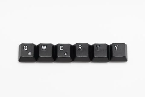 Single black keys of keyboard with different letters QWERTY Stock Photos