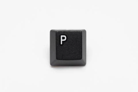 Single black keys of keyboard with different letters P Stock Photos